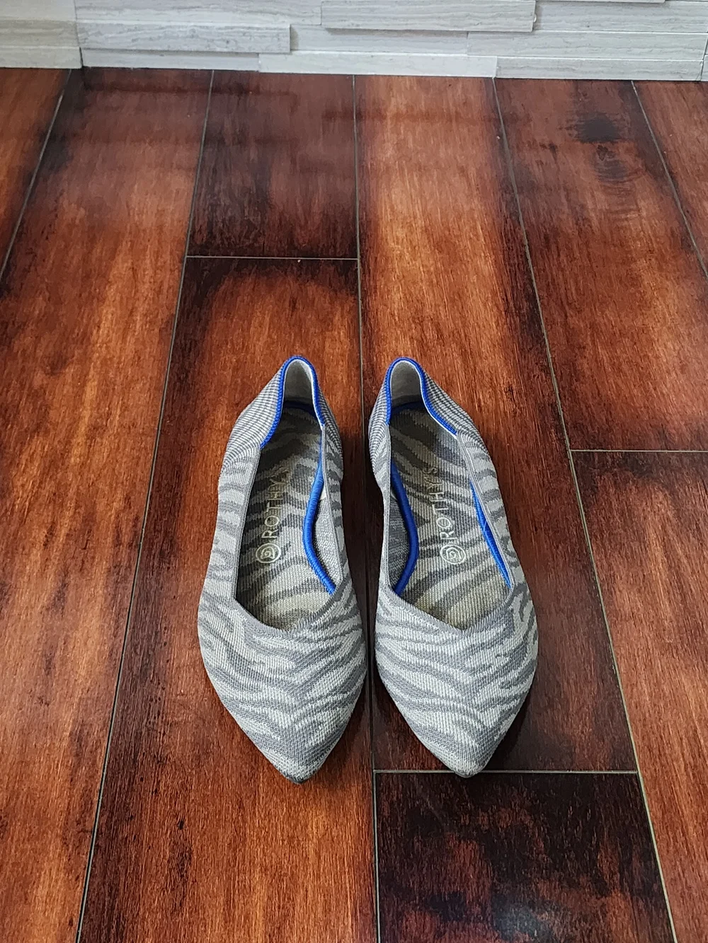 Rothy’s The Point Gray Patterned Knit Pointed Toe Flats W10.5